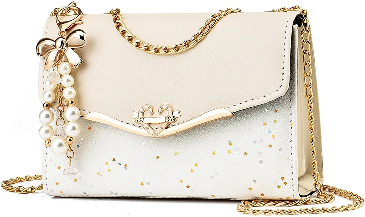 کیف دوشی کوچک زنانه Azonee، کیف شانه ای چرم مصنوعی شیک با بند زنجیری، کیف دوشی زیبا برای دختران نوجوان، بانوان و هدیه، ایده آل برای تلفن، کیف پول و لوازم آرایش