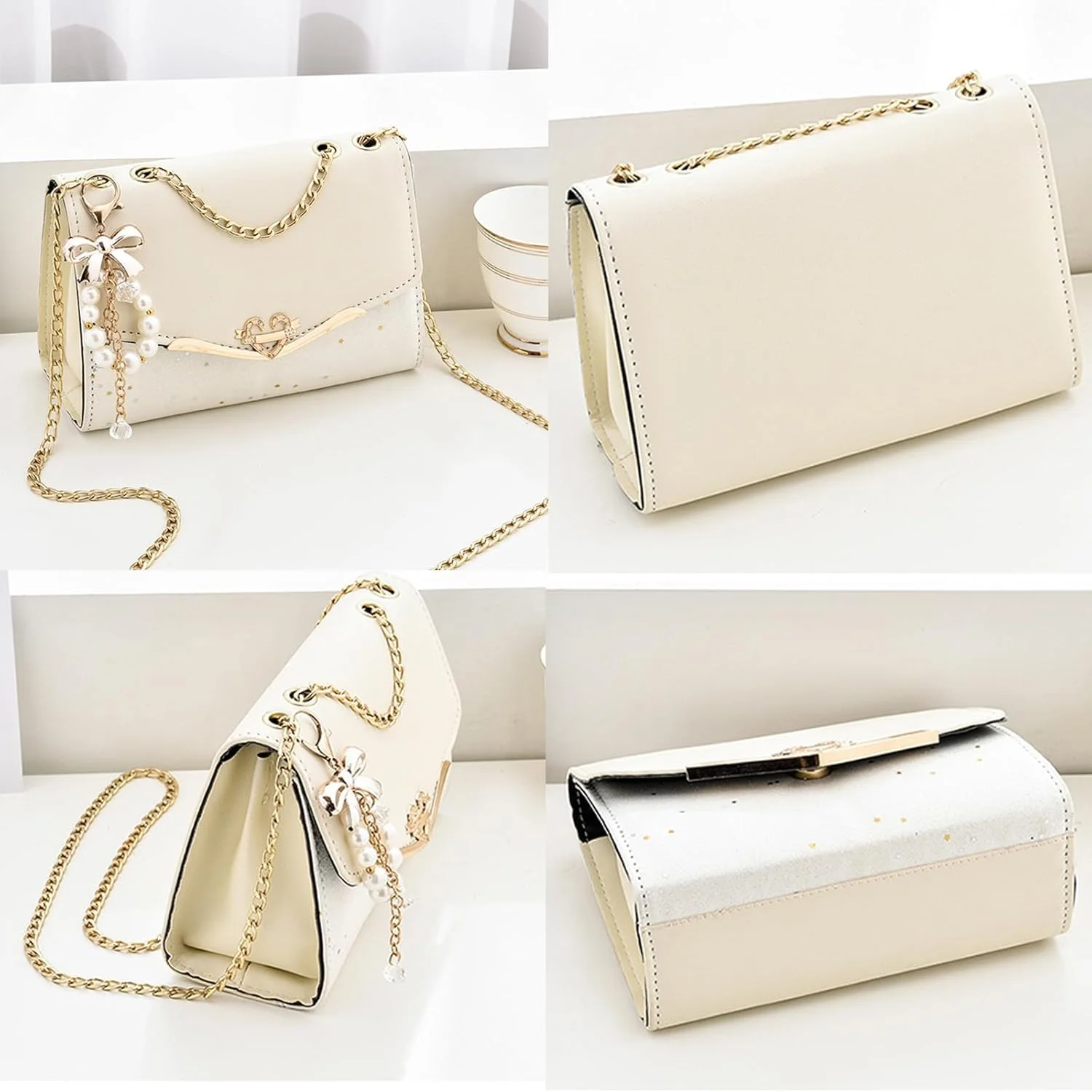 کیف دوشی کوچک زنانه Azonee، کیف شانه ای چرم مصنوعی شیک با بند زنجیری، کیف دوشی زیبا برای دختران نوجوان، بانوان و هدیه، ایده آل برای تلفن، کیف پول و لوازم آرایش