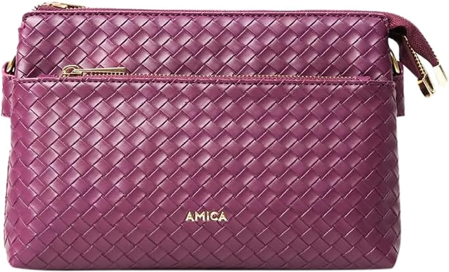 کیف دستی زنانه مدل لوسیا بافته شده از چرم با چندین محفظه