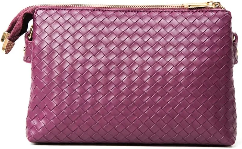 کیف دستی زنانه مدل لوسیا بافته شده از چرم با چندین محفظه