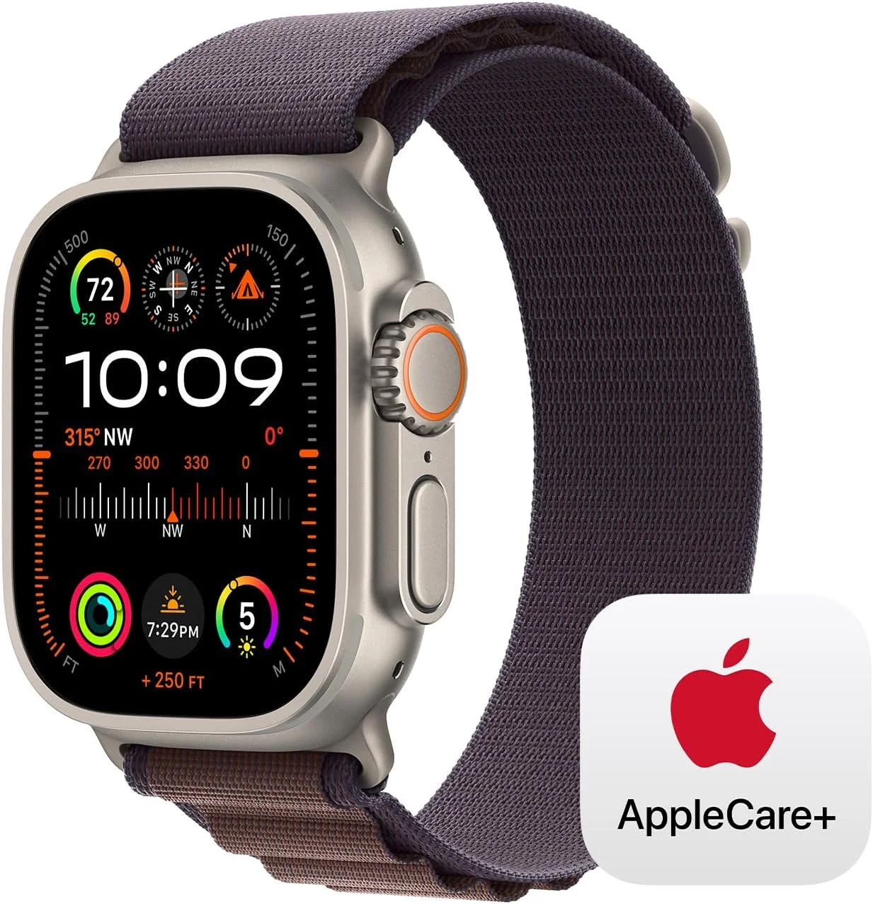 ساعت هوشمند Apple Watch Ultra 2 ‏[GPS + Cellular 49mm] با بدنه تیتانیومی مقاوم و بند Alpine Loop بزرگ ایندیگو. ردیاب تناسب اندام، GPS دقیق، دکمه اکشن، کربن خنثی