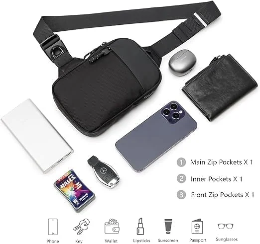 کیف دوشی کوچک آلمکاکوز برای آقایان و بانوان، کیف کراس بادی ضد آب و شیک با بند قابل تنظیم، کیف سبک وزن تلفن همراه برای سفر، دویدن، دوچرخه سواری، استفاده روزمره (مشکی)