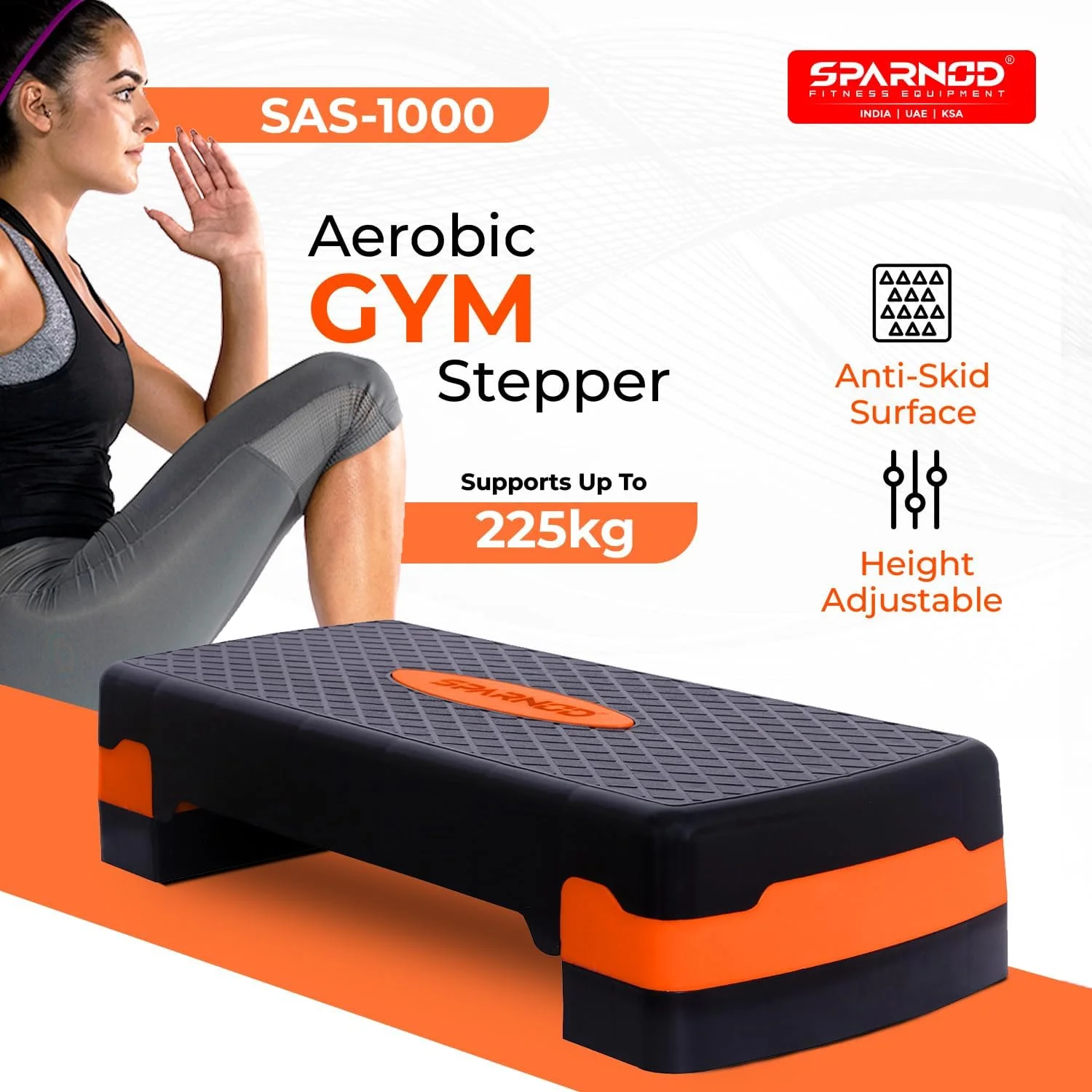 استپ ورزشی ایروبیک باشگاهی Sparnod Fitness SAS-1000 برای تمرین در خانه، ارتفاع قابل تنظیم، سطح ضد لغزش، تحمل وزن تا 225 کیلوگرم، جمع و جور و قابل حمل، ایده آل برای تمرینات کاردیو و قدرتی - تصویر 2 استپ ورزشی ایروبیک باشگاهی Sparnod Fitness SAS-1000 برای تمرین در خانه، ارتفاع قابل تنظیم، سطح ضد لغزش، تحمل وزن تا 225 کیلوگرم، جمع و جور و قابل حمل، ایده آل برای تمرینات کاردیو و قدرتی - تصویر 2