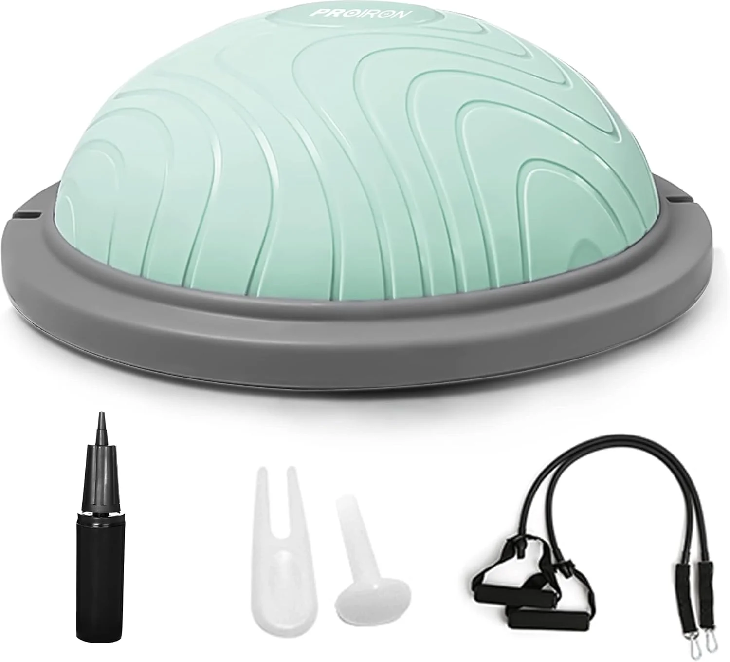 توپ تعادل PROIRON با کش های مقاومتی، توپ تعادل، نیم توپ یوگا، توپ تعادل گنبدی هوا با پمپ/پایه ضد لغزش، تجهیزات توپ تمرین دهنده قدرت تعادل بدن