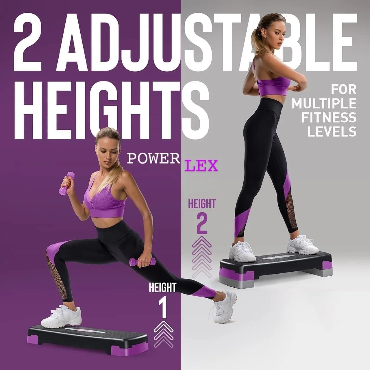 استپ پله ایروبیک قابل تنظیم | تمرینات خود را در خانه و باشگاه ورزشی به سطح بالاتری ببرید | مقاوم و بادوام | استپر جمع و جور و چند منظوره برای تمرینات فیتنس