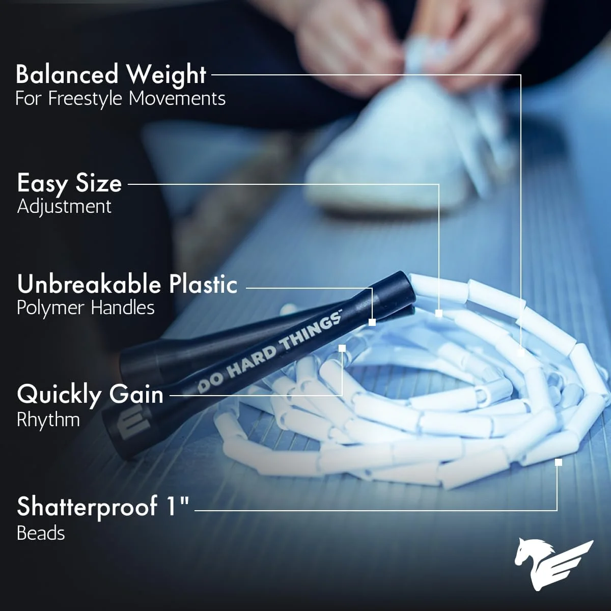 طناب پرشی مهره ای EliteSRS، برای تناسب اندام - مشکی و سفید