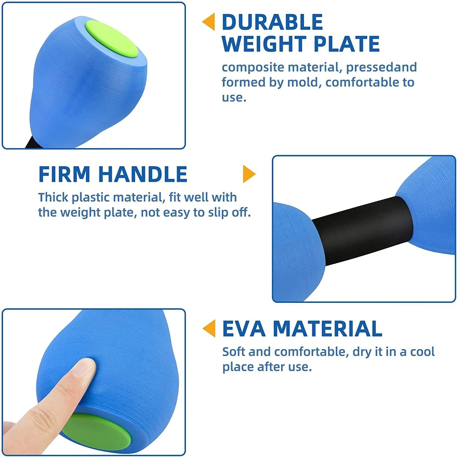 دمبل های ورزشی آبی Arabest - یک جفت دمبل فومی برای ورزش های هوازی در آب، تجهیزات تناسب اندام و تمرین شنا در استخر برای کاهش وزن بزرگسالان و خانواده