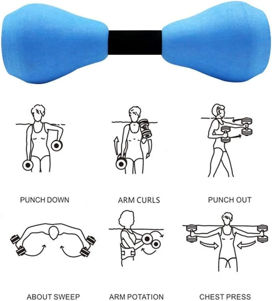 دمبل های ورزشی آبی Arabest - یک جفت دمبل فومی برای ورزش های هوازی در آب، تجهیزات تناسب اندام و تمرین شنا در استخر برای کاهش وزن بزرگسالان و خانواده