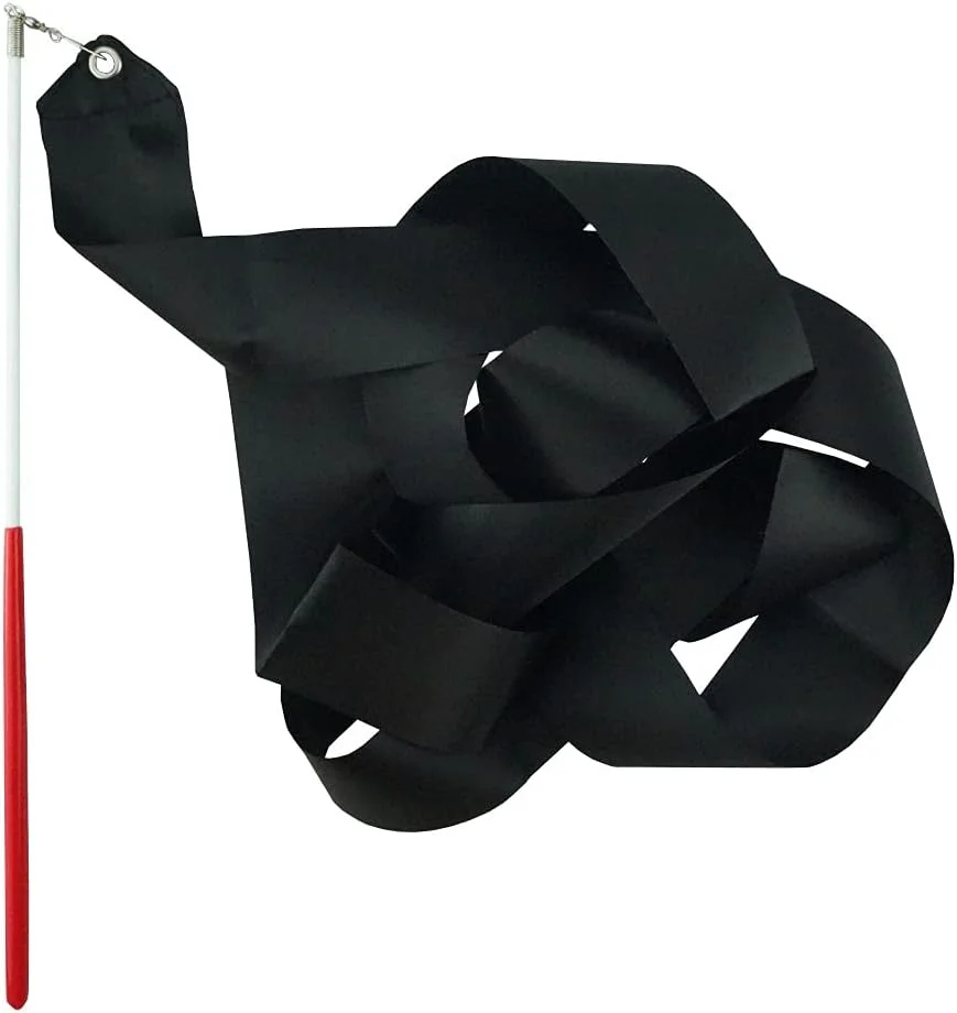 میله های ریتمیک ژیمناستیک مشکی، استریمرهای رقص برای کودکان، چرخاندن باتوم، نمایش استعداد، رقص هنری، 2 عدد میله های ریتمیک ژیمناستیک مشکی، استریمرهای رقص برای کودکان، چرخاندن باتوم، نمایش استعداد، رقص هنری، 2 عدد