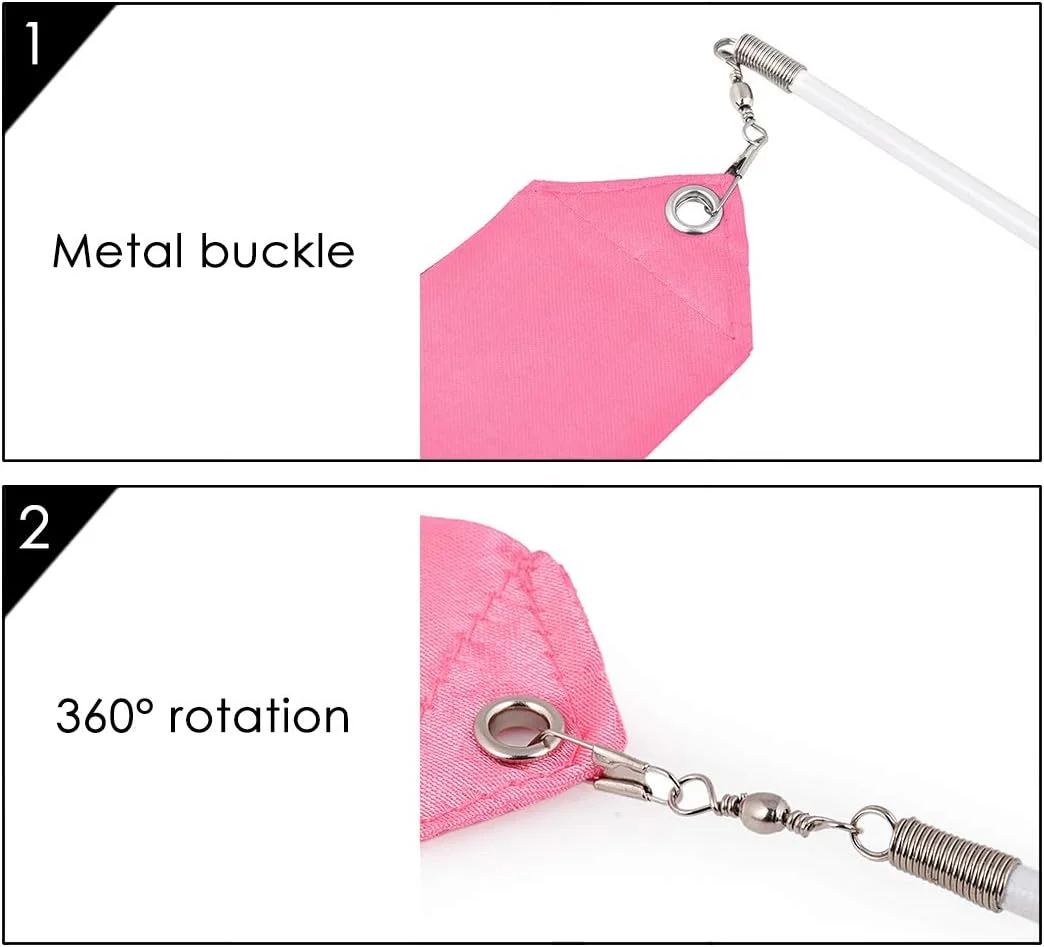 روبان رقص DS. DISTINCTIVE STYLE با چوب دستی، 4 یارد طول، روبان ژیمناستیک ریتمیک، روبان رقص برای بچه ها، چرخش باتوم