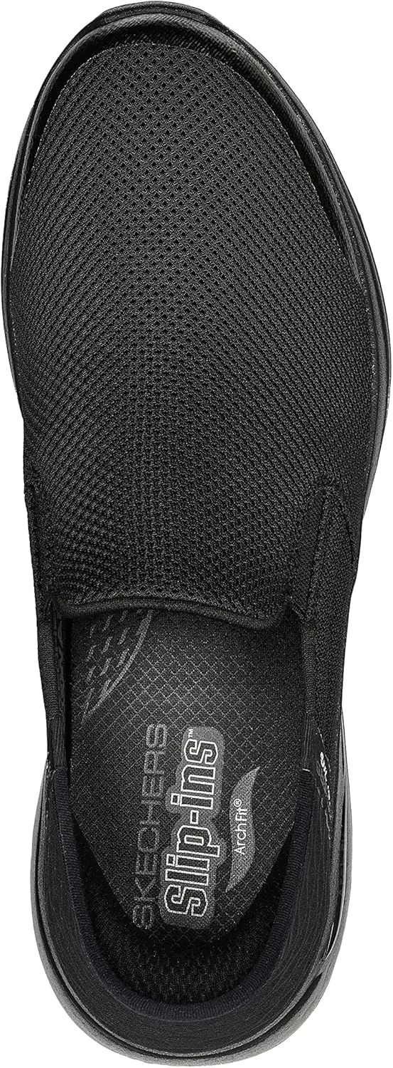 کفش پیاده روی مردانه اسکیچرز مدل GOwalk Arch Fit Slip-Ins - کفش ورزشی راحتی Slip-On با فوم خنک کننده هوا، مشکی سایز 45 EU