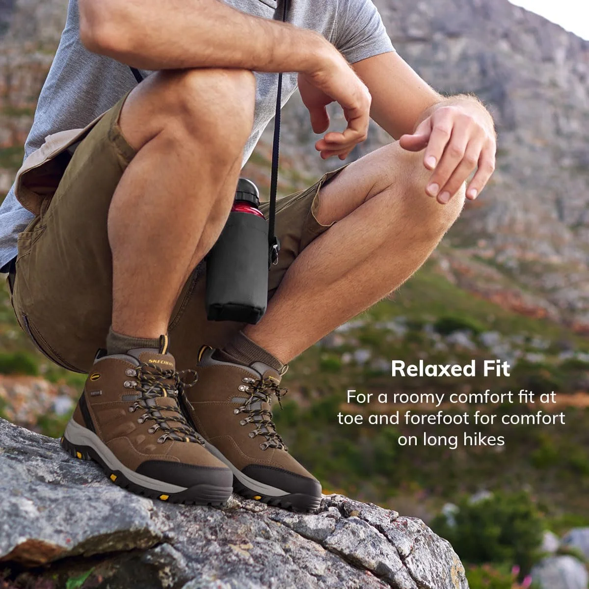 کفش پیاده روی مردانه اسکیچرز مدل RELMENT-PELMO، خاکی، سایز 43 EU پهن