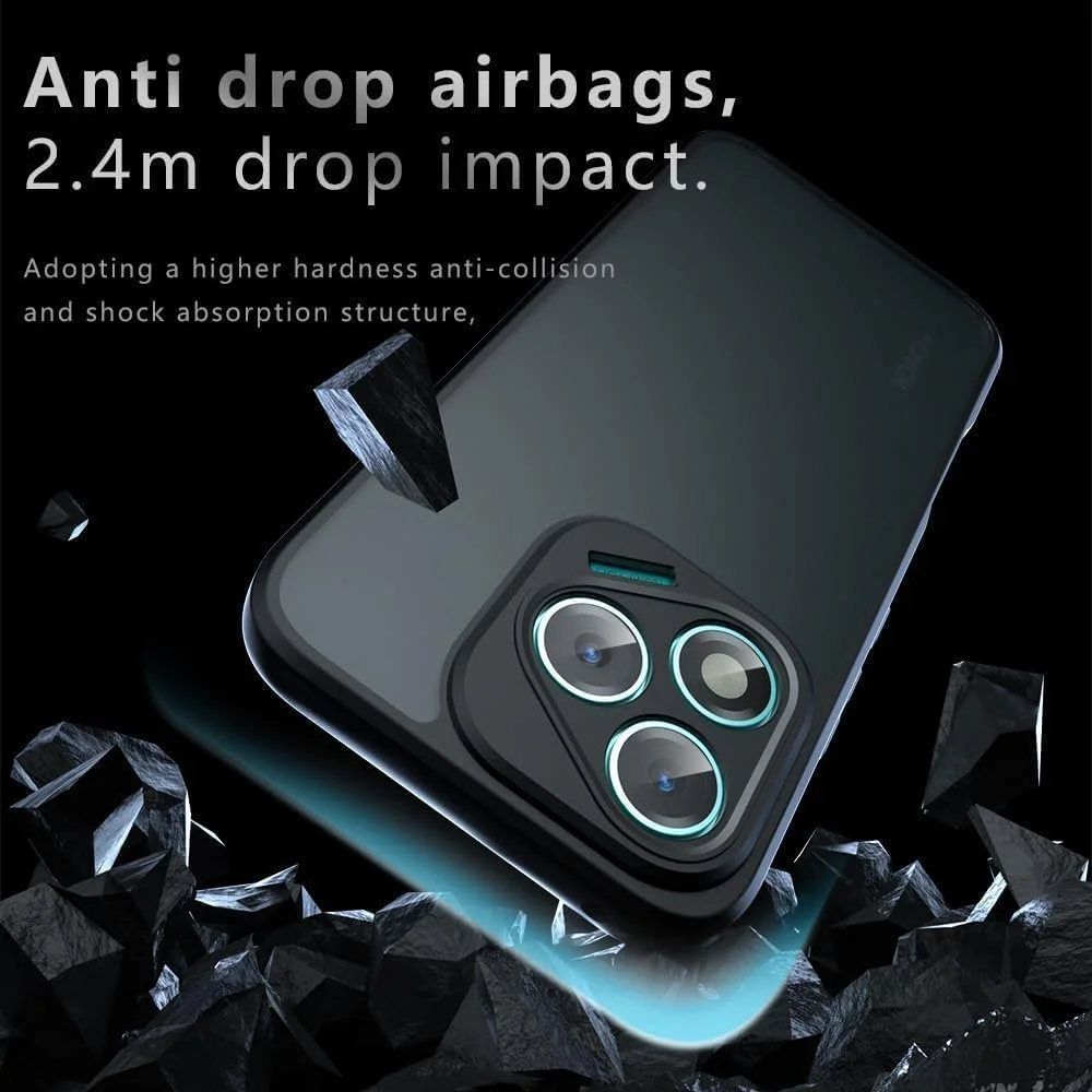 کاور مات گوشی آنر 400 لایت 5G، ضد ضربه، ضد زردی، ضد افتادن، مقاوم در برابر خراش، ساخته شده از TPU و PC - (مشکی مات یخ زده)