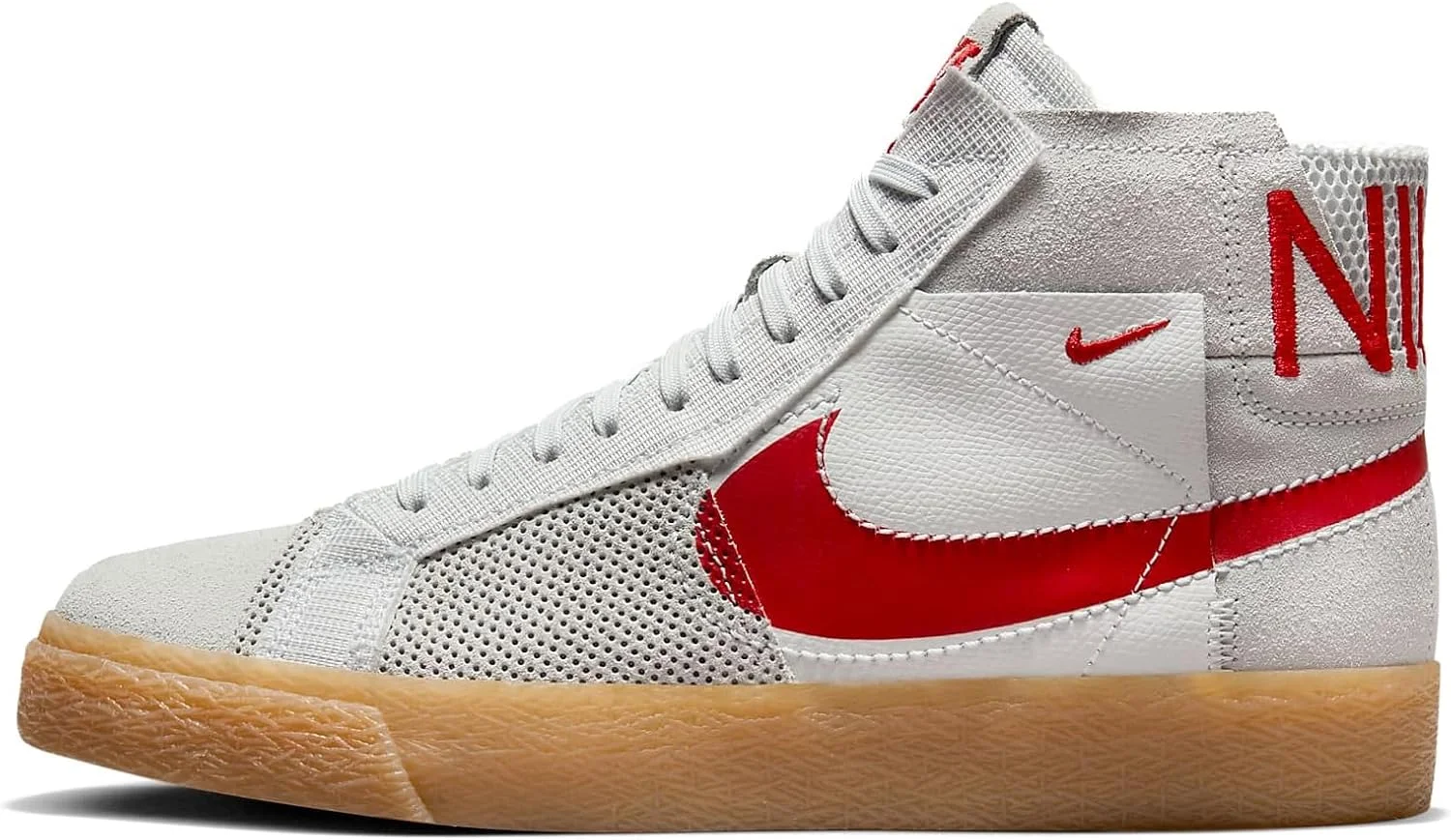 کفش اسکیت نایکی SB Zoom Blazer Mid Premium (FD5113-100, Summit White/Pure Platinum/Summit White/University Red)