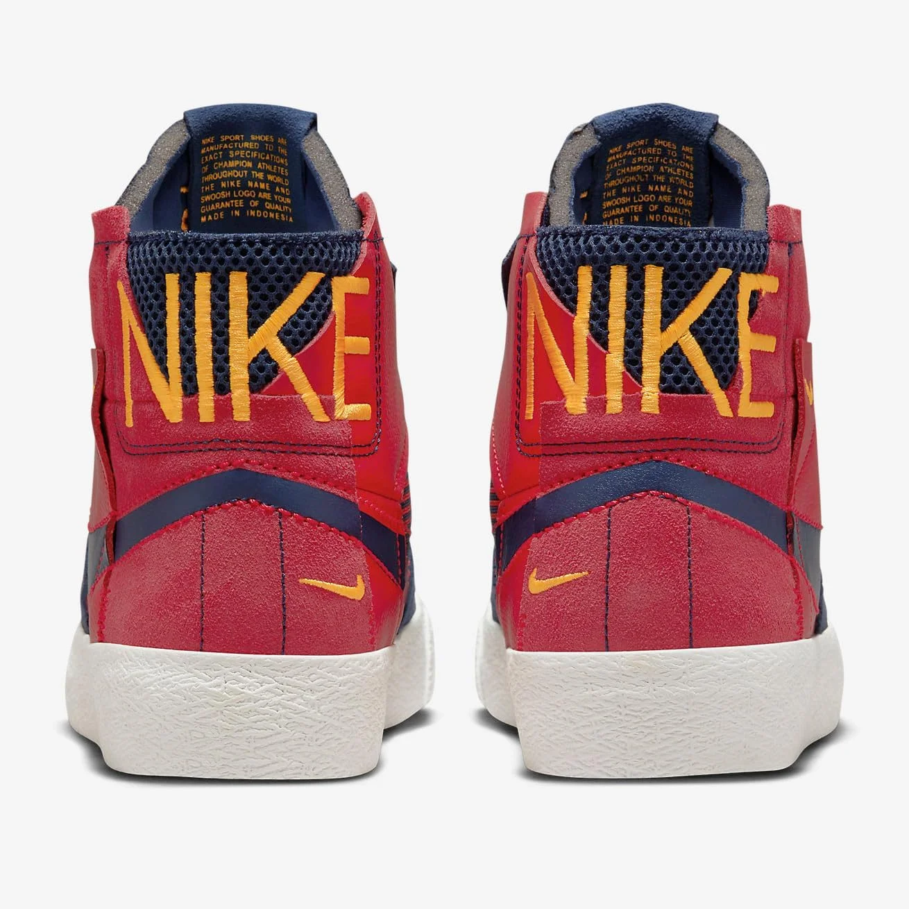 کفش اسکیت نایکی SB Zoom Blazer Mid Premium (FD5113-600, قرمز یونیورسیتی/طلایی یونیورسیتی/سفید سامیت/سرمه ای نیمه شب)