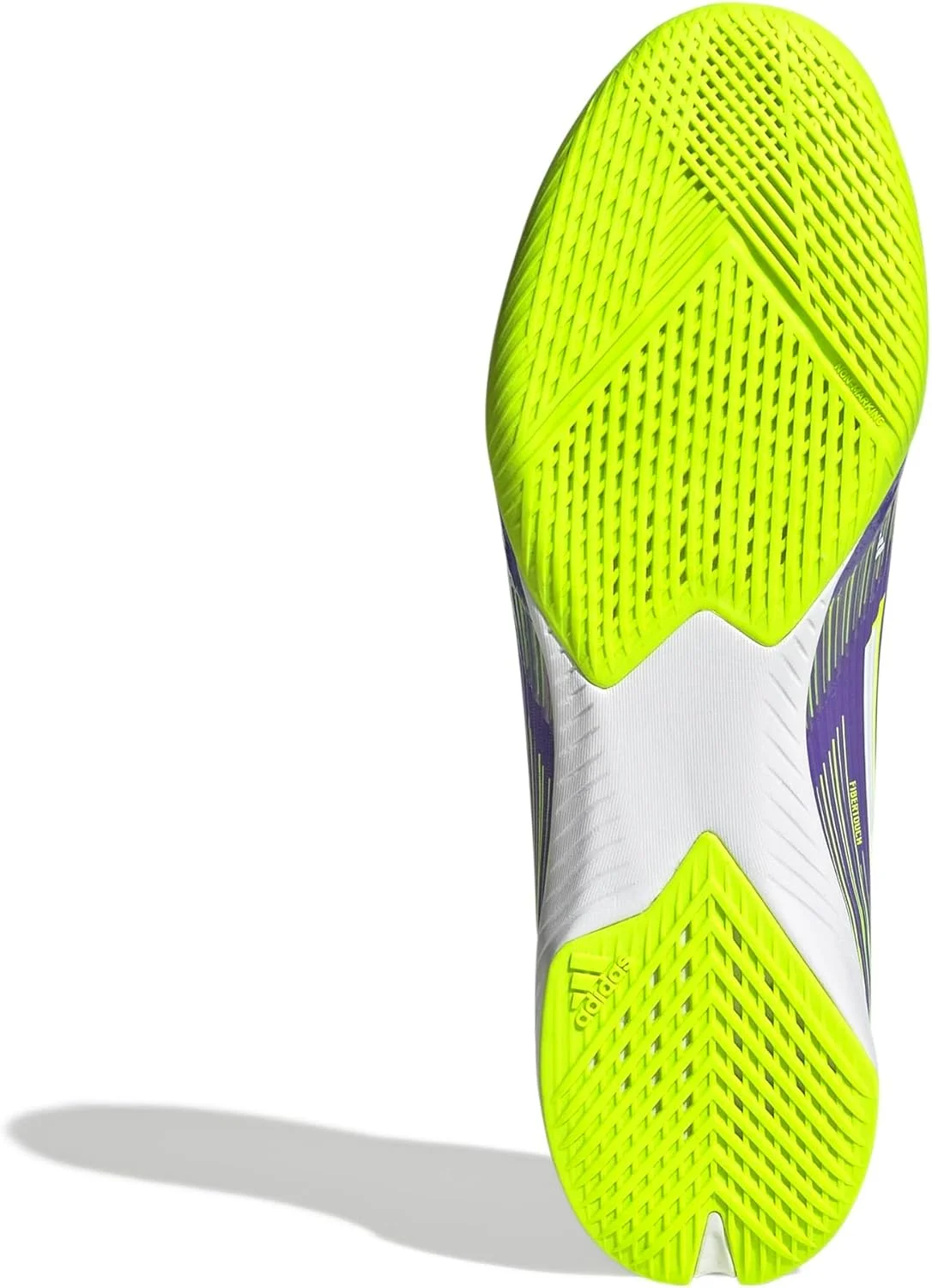 کفش های فوتبال سالنی یونی‌سکس آدیداس F50 League سایز 9.5، بنفش راش/سفید/لیموئی لوسید، انگلستان