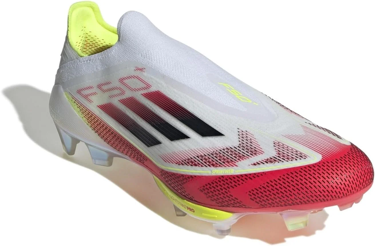 کفش فوتبال مردانه آدیداس F50+ مناسب زمین چمن سفت، سفید/مشکی، سایز 11.5 انگلستان
