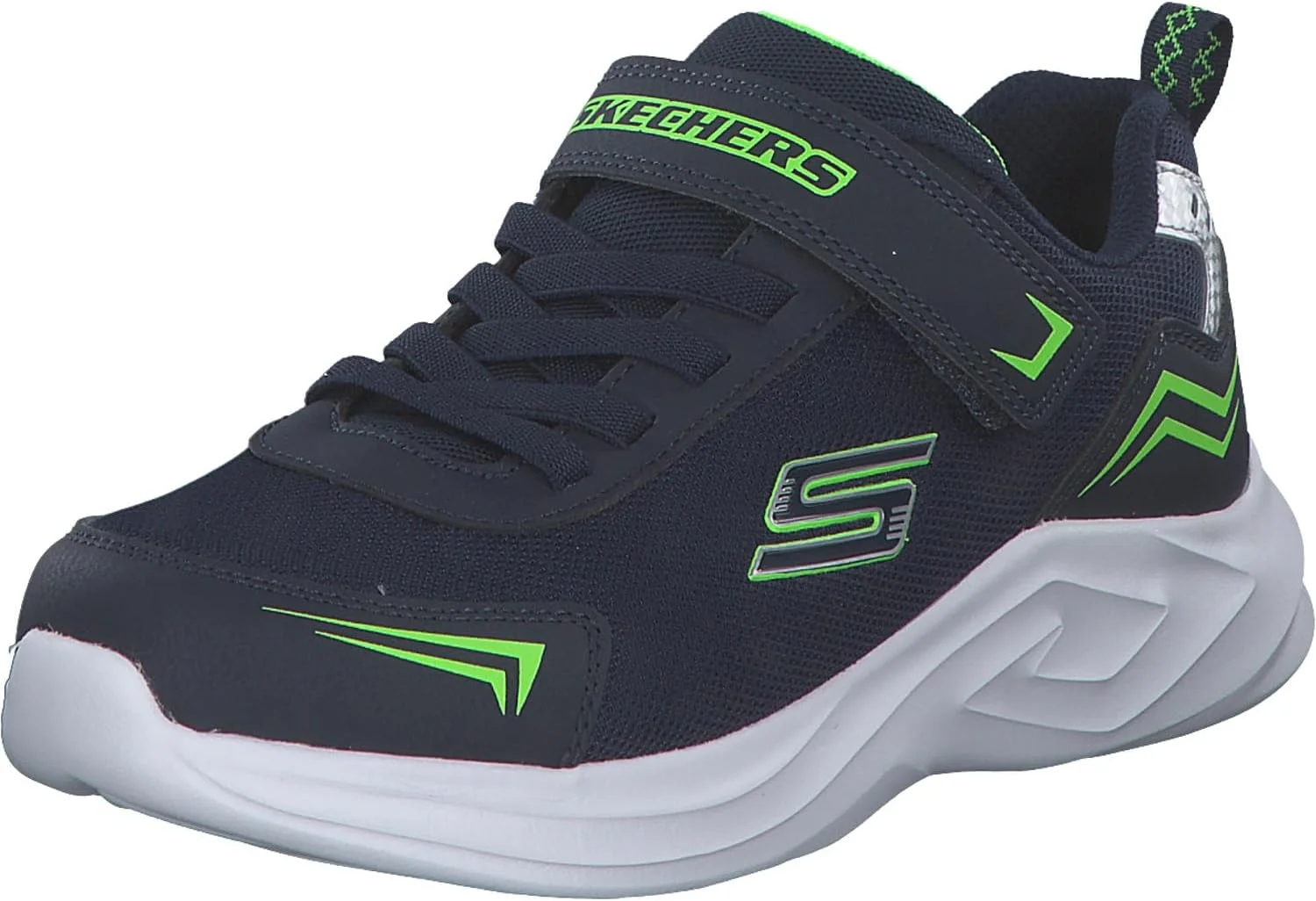 کفش پسرانه اسکیچرز مدل Mazematics (مناسب کودکان و نوجوانان) سرمه ای لیمویی، سایز 28