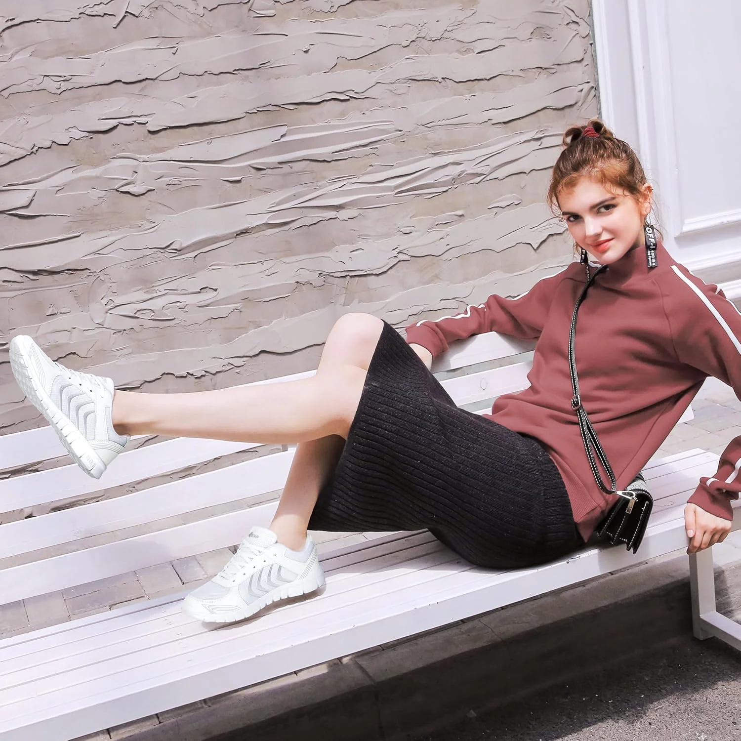 کفش ورزشی زنانه آلیسگانا، بند دار، مناسب دویدن و پیاده روی، راحت، سبک وزن، کتانی های مد روز، توری تنفسی، کفش تنیس ورزشی