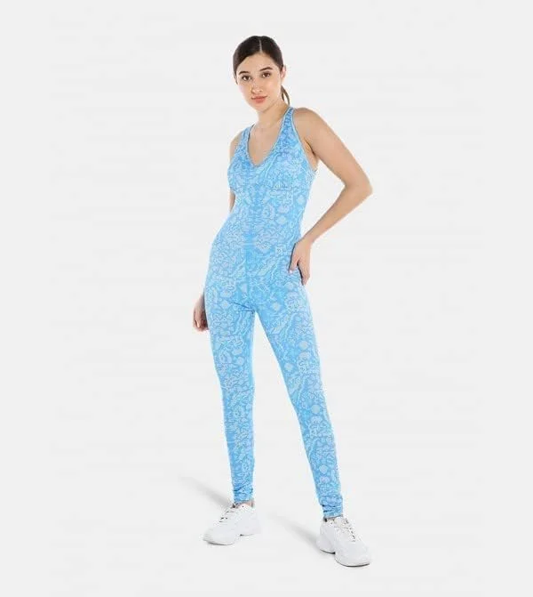 سرهمی ورزشی زنانه آبی طرح دار - سایز بزرگ