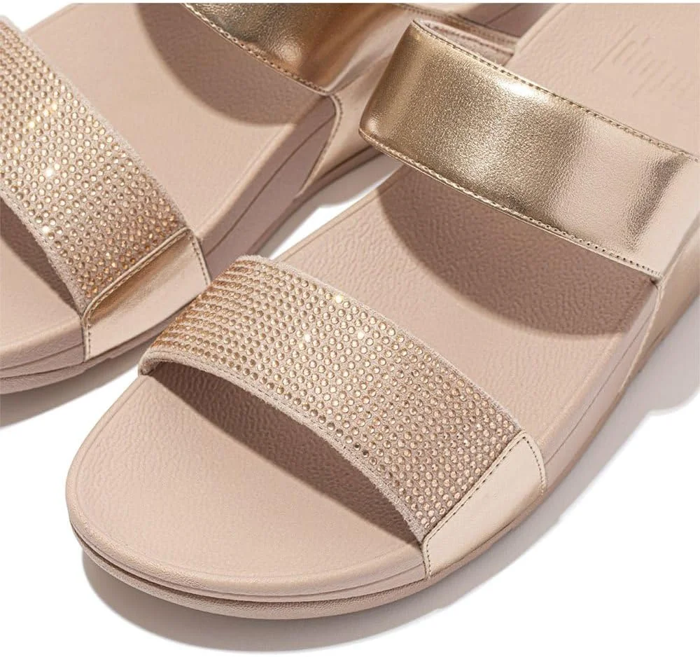 صندل زنانه فیت فلاپ لولو با تزیین کریستال، رزگلد، سایز 41 اروپا