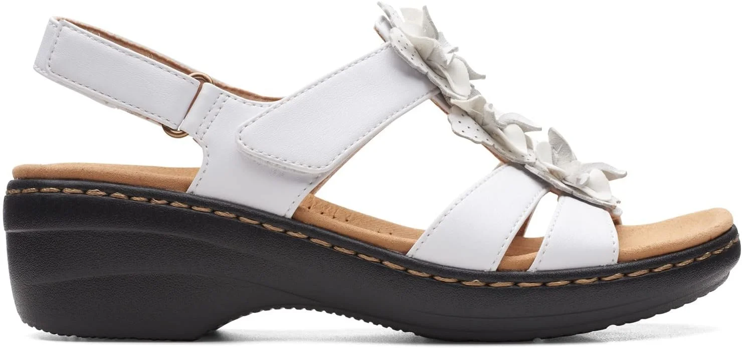 صندل پاشنه دار زنانه کلارکس مدل مرلیا شریل، سفید، ترکیبی از چرم و مواد مصنوعی، سایز 37.5 اروپا