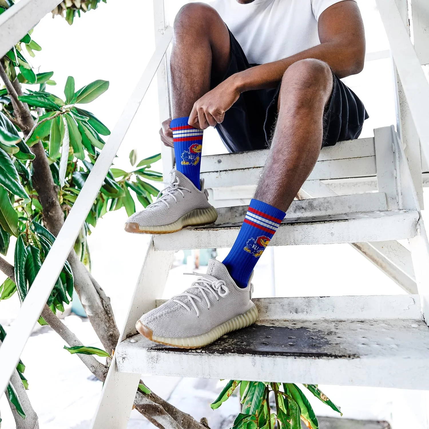 جوراب ساق دار طرح راه راه تیم دانشگاه کانزاس جیهاکس، سایز متوسط