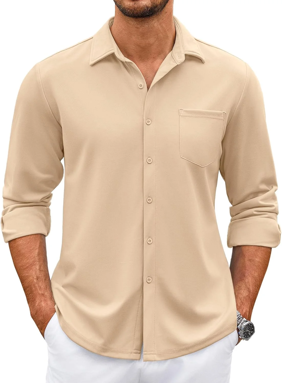 پیراهن مردانه آستین بلند دکمه دار ضد چروک