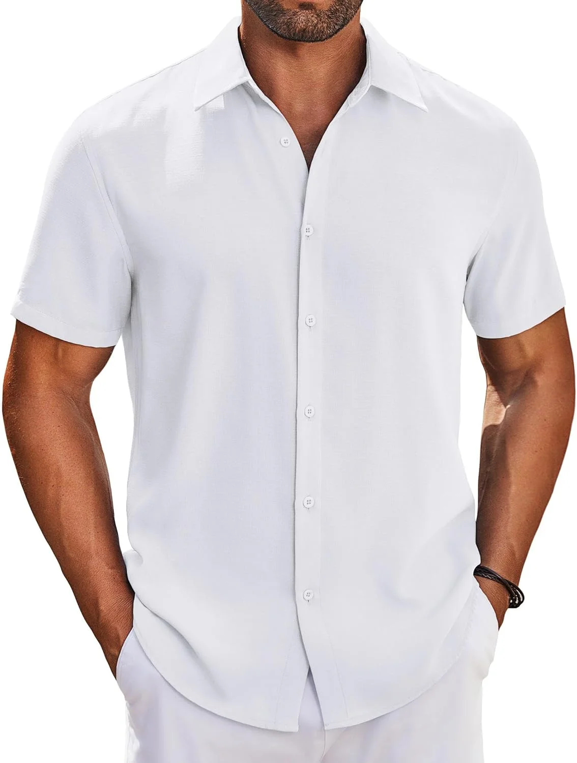 پیراهن مردانه دکمه دار آستین کوتاه COOFANDY، پیراهن غیر رسمی مناسب تابستان و ساحل
