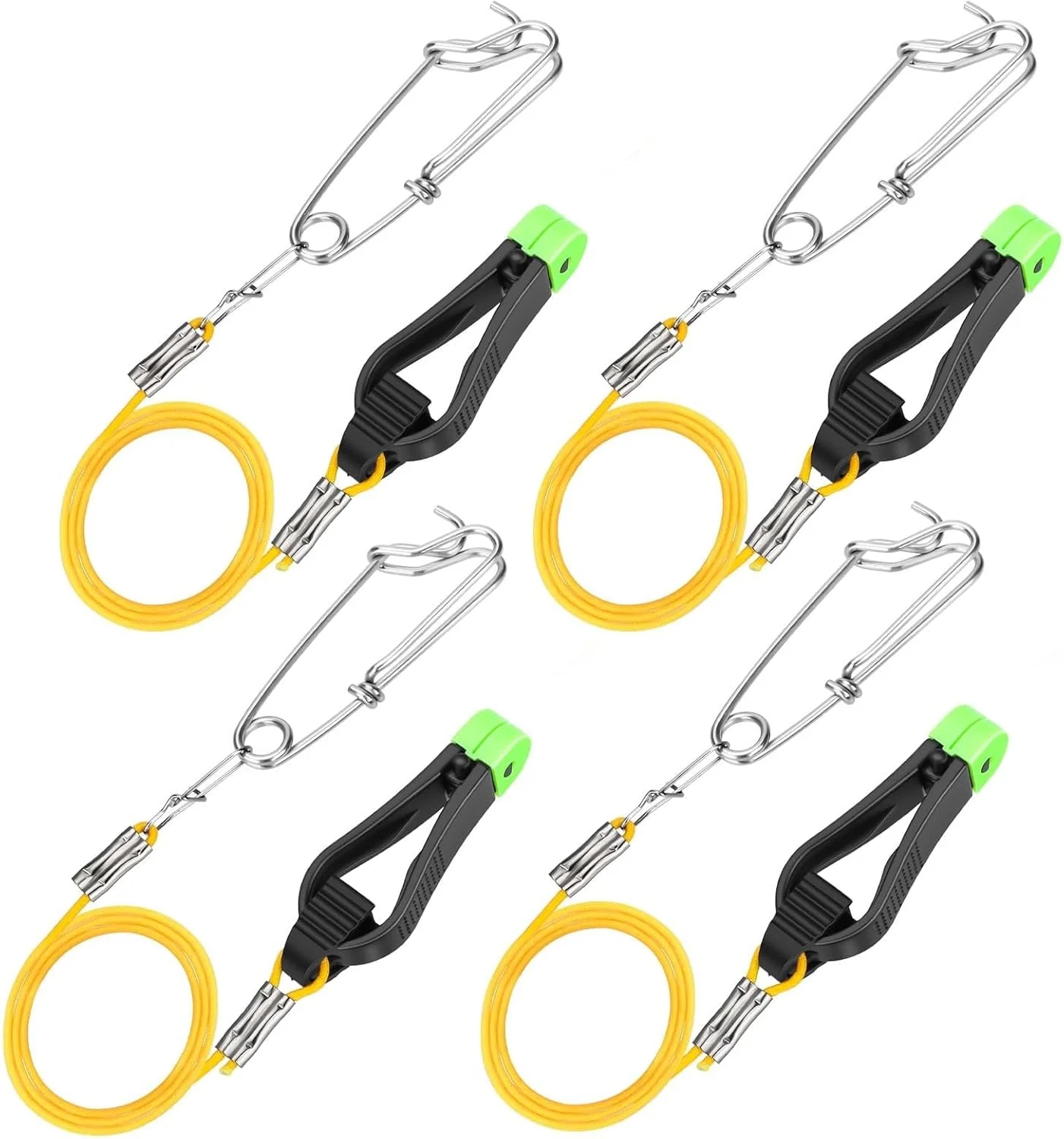 گیره های رهاسازی نخ ماهیگیری 4 عددی، لیدر 17 اینچی با گیره رهاسازی سریع برای تخته پلانر، گیره وزنه برای ماهیگیری ترولینگ دریایی