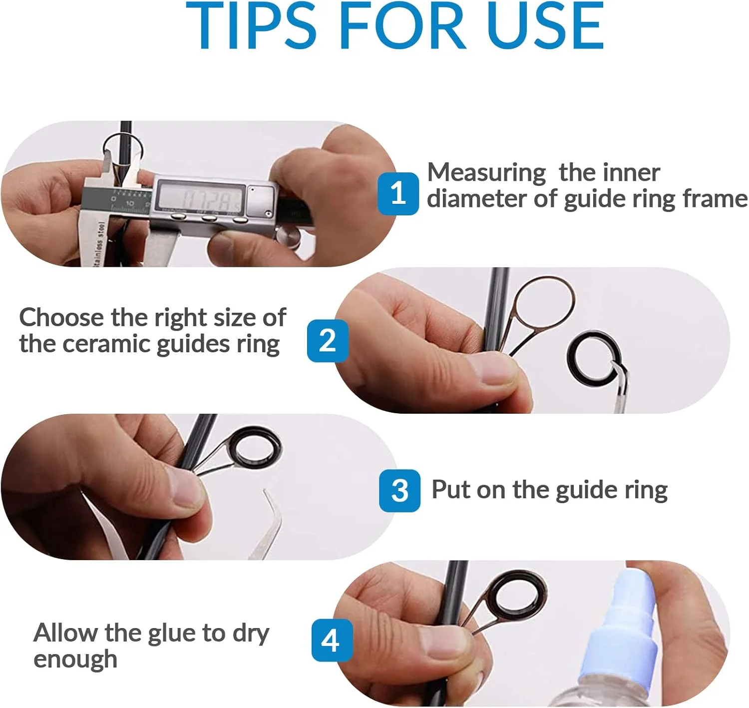 مجموعه تعمیر چوب ماهیگیری THKFISH، حلقه های راهنمای چوب ماهیگیری سرامیکی، حلقه های چوب ماهیگیری، راهنمای چوب ماهیگیری، 40 عدد