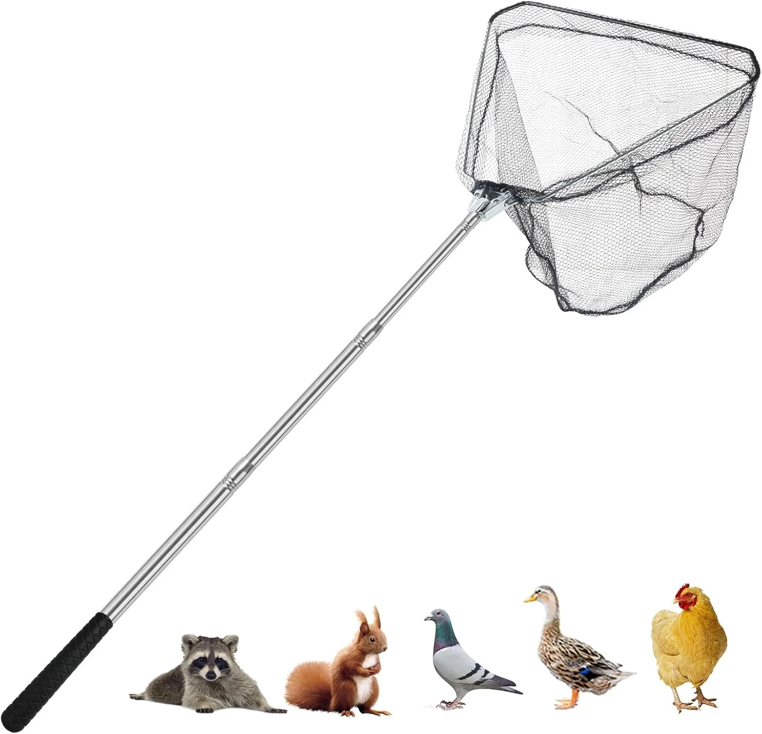 تور گرفتن مرغ، تور حیوانات با میله استیل ضد زنگ قابل افزایش تا 46 اینچ، تور مرغ برای مرغ، اردک، پرنده، گربه، سگ، تور ماهیگیری، گیرنده مرغ برای لوازم طیور