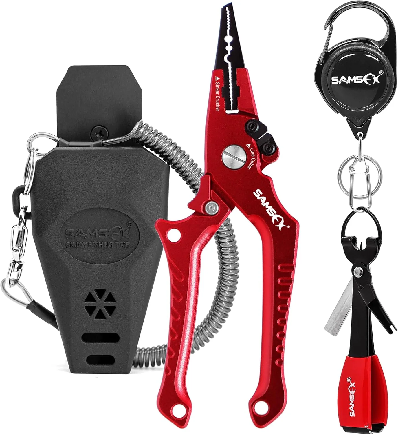 انبردست ماهیگیری آلومینیومی SAMSFX، قلاب درار، سیم چین با سیم فنری، ابزار گره زنی ماهیگیری و جمع کننده