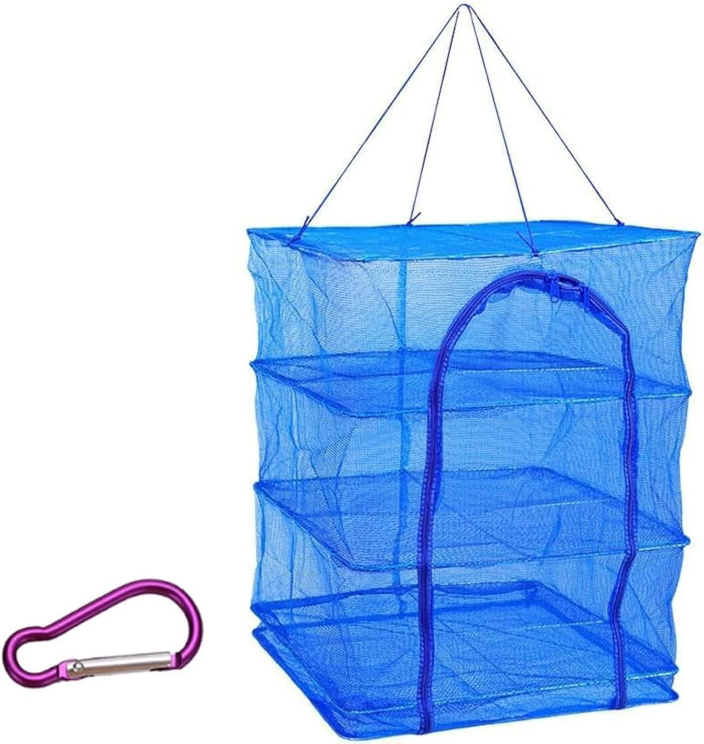 سبد توری خشک کن، قفسه خشک کن توری 3 لایه، توری آویز مشکی با زیپ برای خشک کردن چای، غذا، ماهی، کم آب کننده 65 سانتی متری، توری آویز خشک کن گل، توری آویز خشک کن ماهی