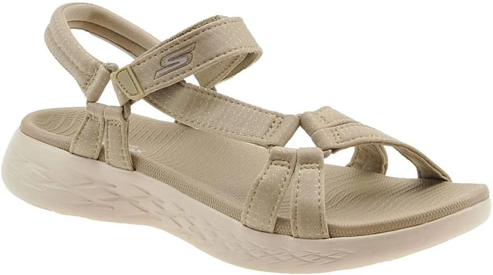 صندل ورزشی زنانه اسکیچرز مدل On-The-go 600-Brilliancy، بژ/سفید، سایز 40 EU پهن
