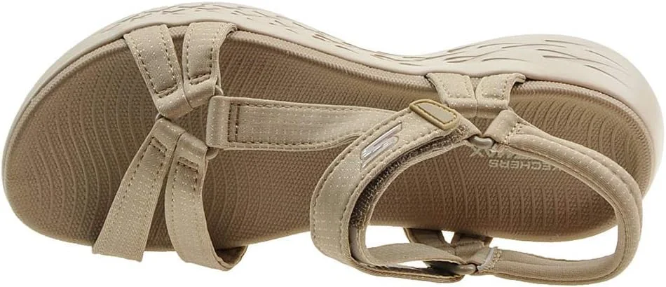 صندل ورزشی زنانه اسکیچرز مدل On-The-go 600-Brilliancy، بژ/سفید، سایز 40 EU پهن