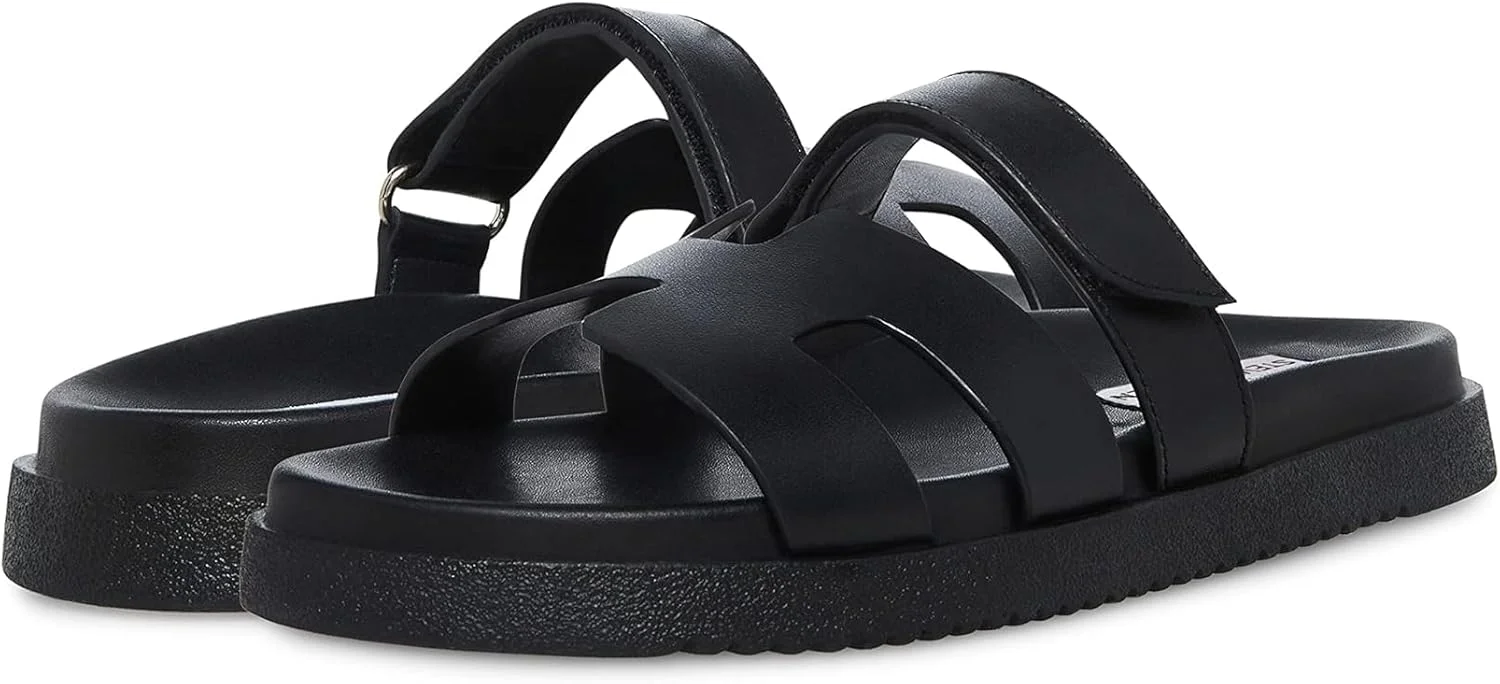 صندل اسلاید زنانه استیو مادن مدل Mayven، چرم مشکی، سایز 36 اروپا