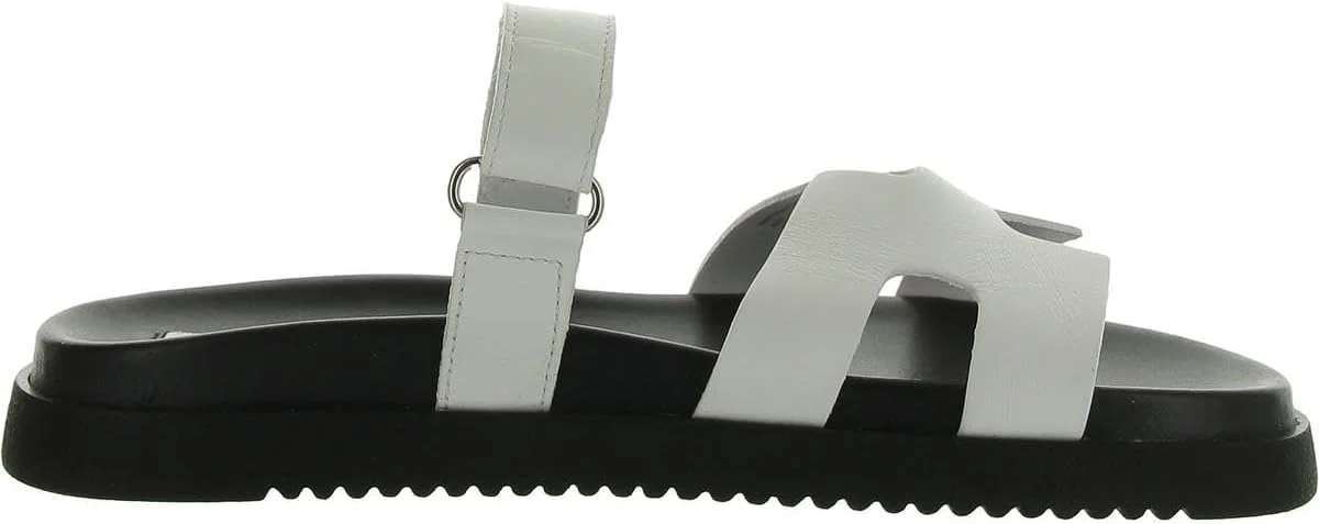 صندل اسلاید زنانه استیو مادن مدل Mayven، سفید/مشکی، سایز 9.5، 40 اروپا