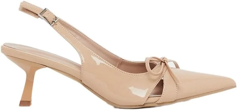 کفش های پاشنه بچه گربه زنانه استایلی با پنجه نوک تیز و تزیین پاپیون