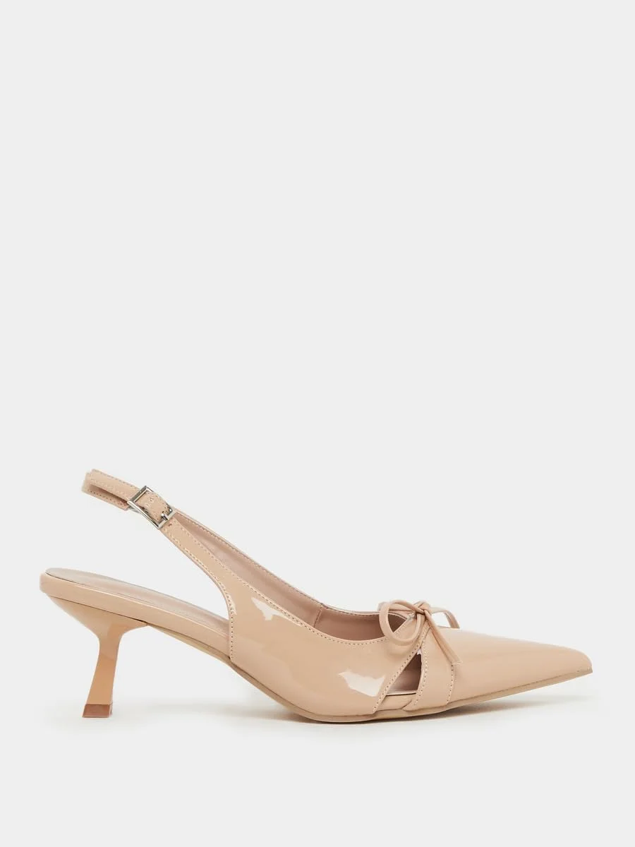 کفش های پاشنه بچه گربه زنانه استایلی با پنجه نوک تیز و تزیین پاپیون