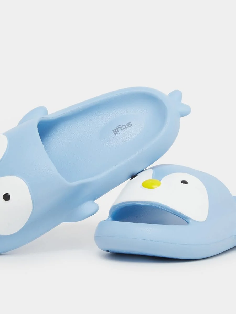 صندل روفرشی زنانه استایلی طرح پنگوئن آبی