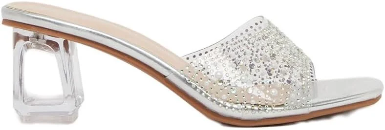 صندل پاشنه بلند زنانه استایلی با بند شفاف تزیین شده