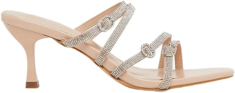 صندل پاشنه بلند بنددار زنانه استایلی، تزیین شده
