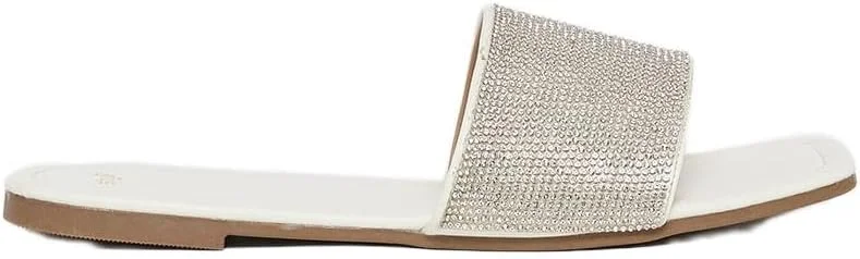 صندل تخت زنانه استایلی با بند تزیین شده، سفید، سایز 40 اروپا