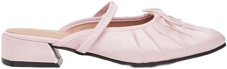 کفش زنانه استایلی با جزئیات پاپیونی، نوک بادامی، صورتی، سایز 37 اروپا