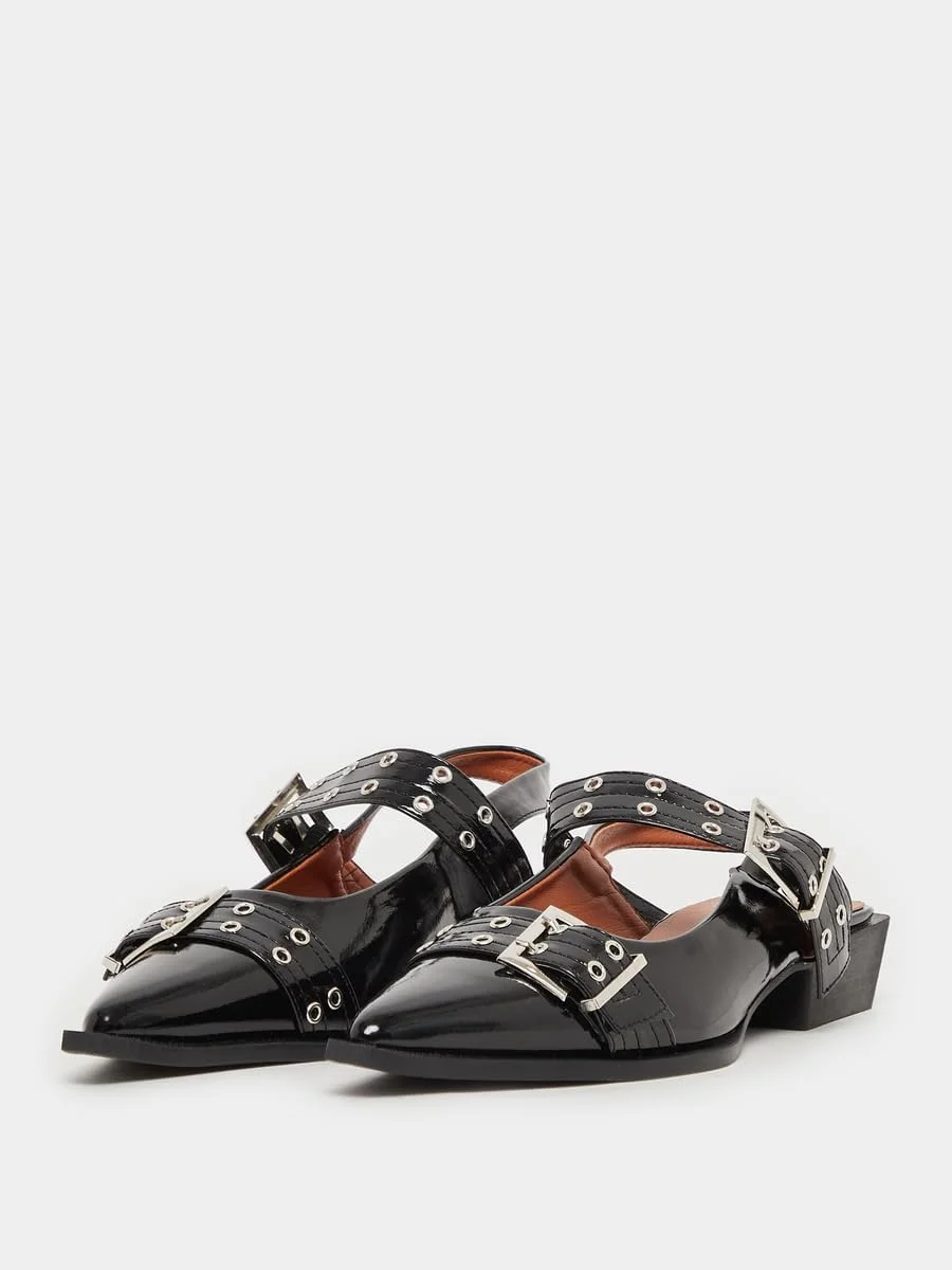 کفش های پاشنه دار زنانه استایلی با پنجه نوک تیز و کمربند