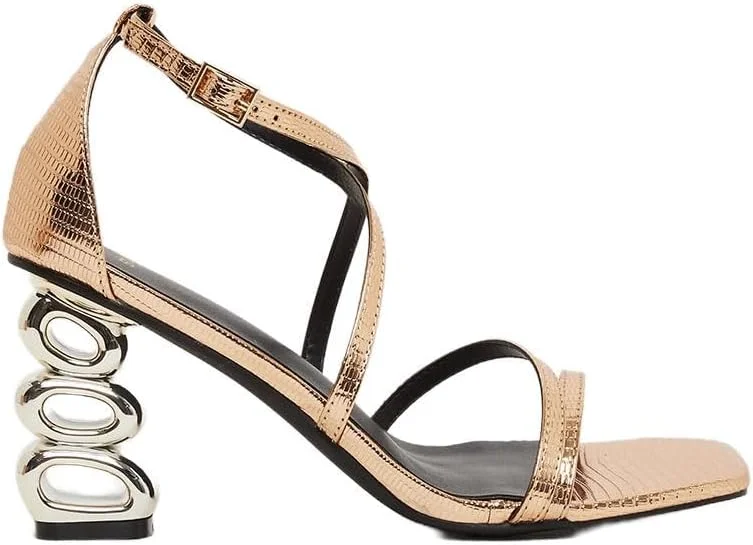 صندل پاشنه دار زنانه استایلی با بندهای فلزی