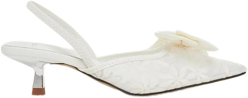 کفش های زنانه استایلی با طرح گل و پاپیون و پاشنه بچه گربه ای