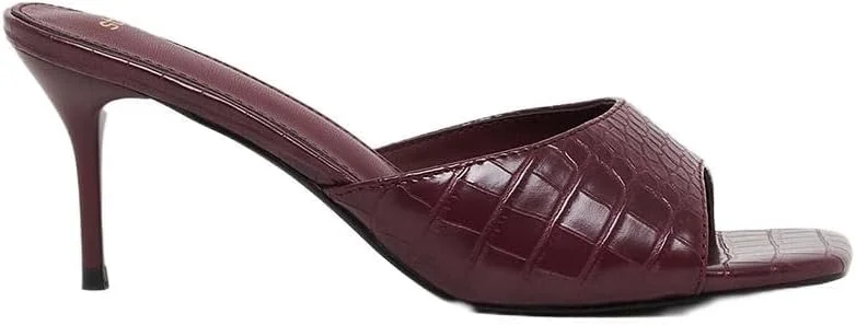 صندل پاشنه بلند سوزنی زنانه استایلی با طرح کروکودیلی و پنجه باز