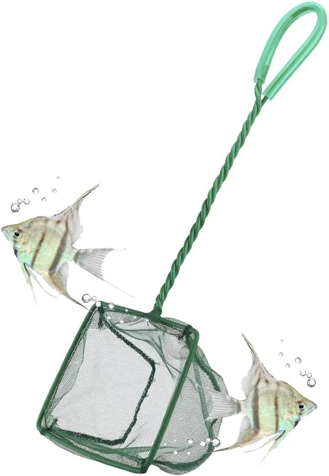 تور ماهیگیری آکواریوم NeoStyle، دسته فلزی بافته شده، تور ماهیگیری نایلونی برای صید سریع، دسته پلاستیکی (سبز، 13 * 10.5 * 27)
